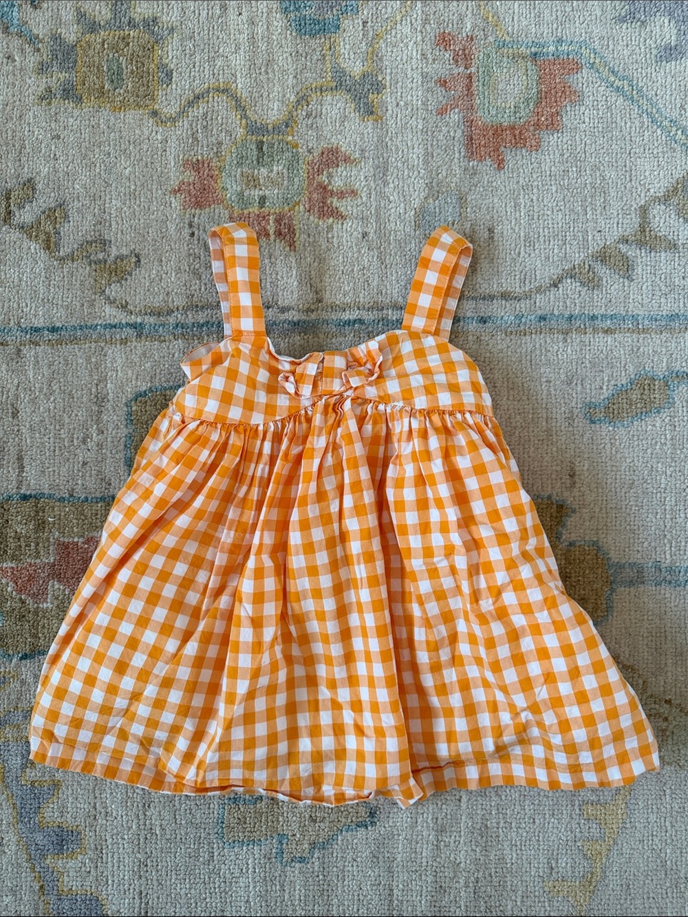 Janie and Jack Orange and White Gingham Sundress